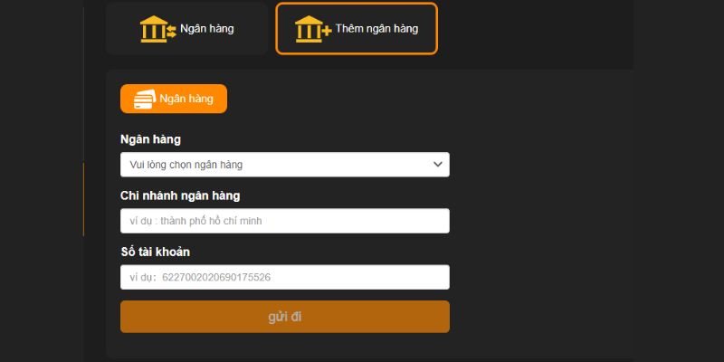 Thêm ngân hàng vào account 8KBET